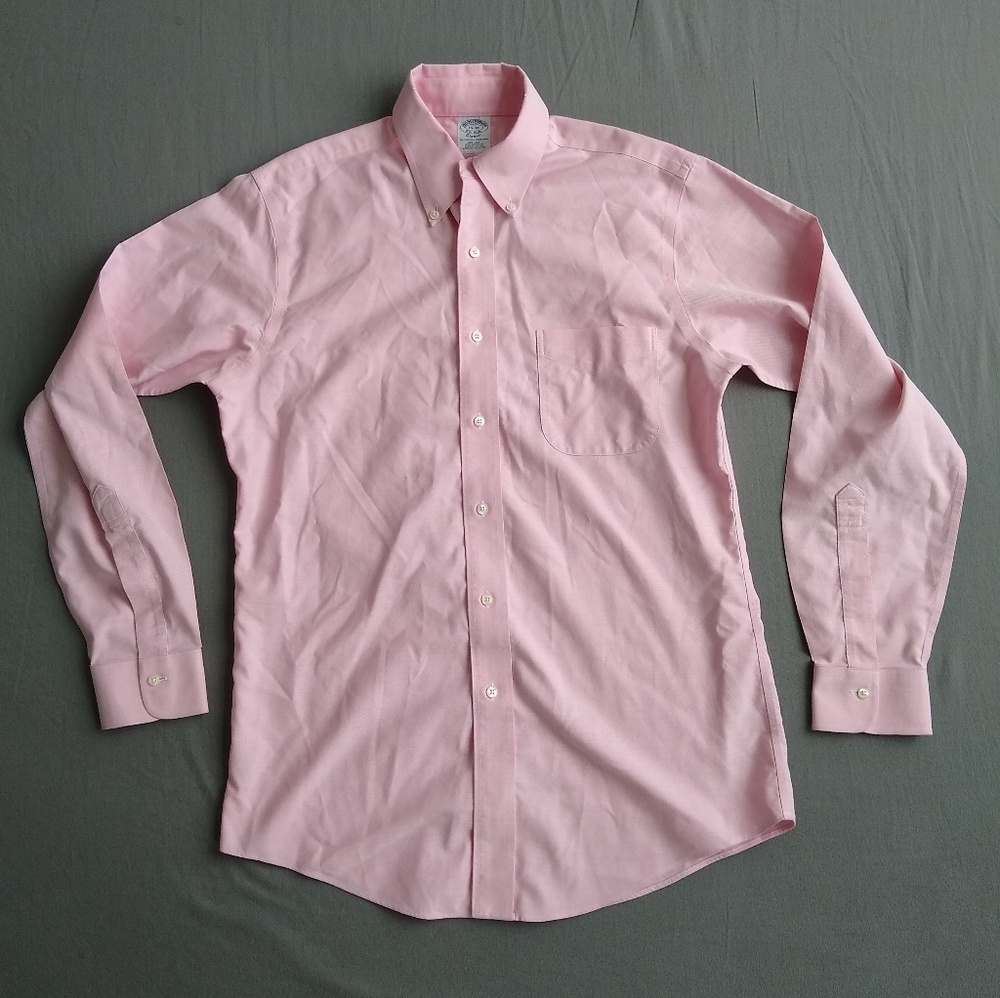 Brooks Brothers pink 15-34 neck button polo shirt